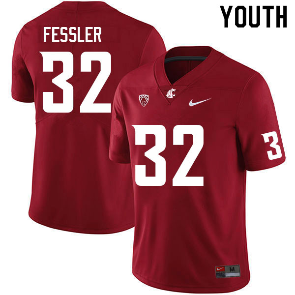 Youth #32 Van Fessler Washington State Cougars College Football Jerseys Sale-Crimson
